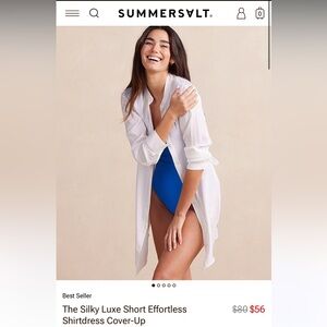 Summersalt Silky Luxe Short Effortless Shirtdress Cover-Up - Cloud White